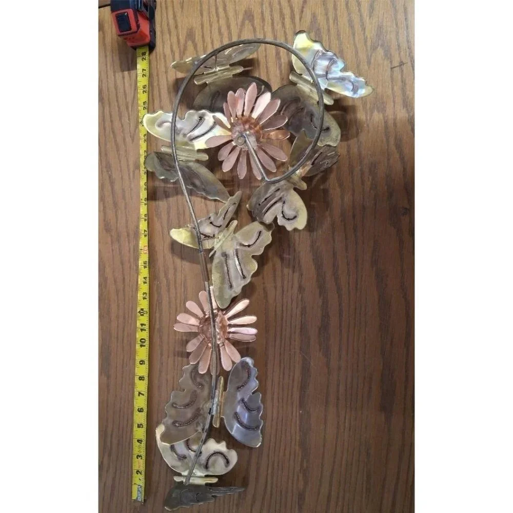 Metal Butterfly & Flower Wall Art Sculpture 30